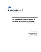 Les techniques d'étude biblique, 15-18 ans Année 1